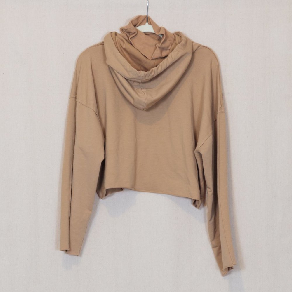 Eloquii Camel Cropped Mock Neck Drawstring Hoodie - image 2